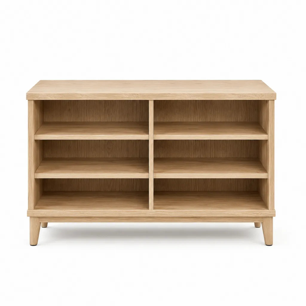 Mobile scarpiera a 6 vani in MDF impiallacciato rovere rettangolare rovere naturale 120 x 35 x 78 cm