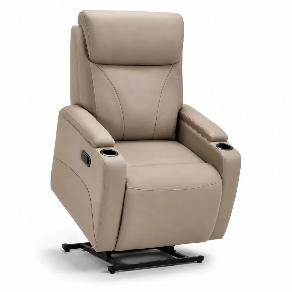 Poltrona reclinabile elettrica alzapersona in similpelle PU tortora 90 x 95 x 105 cm
