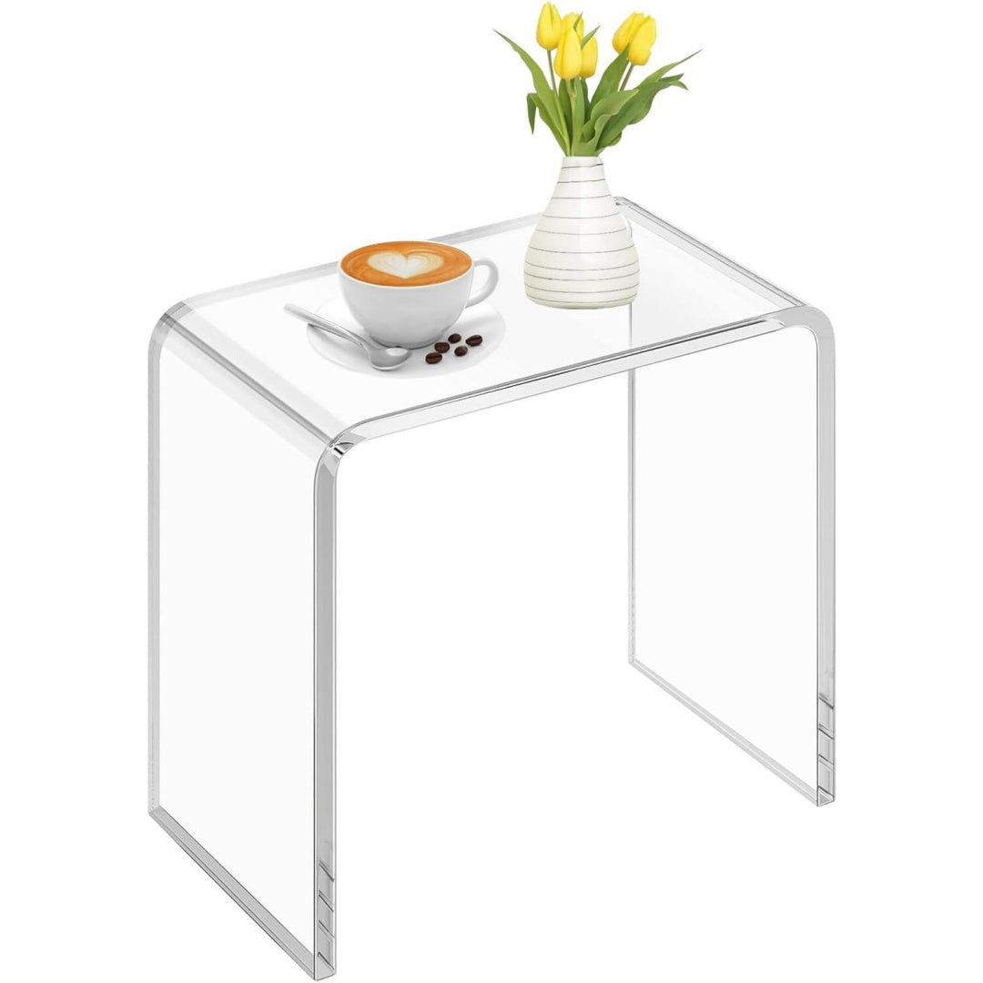 Tavolino Tavolino da bagno in acrilico, moderno, trasparente, 40 x 28 x 40 cm, adatt