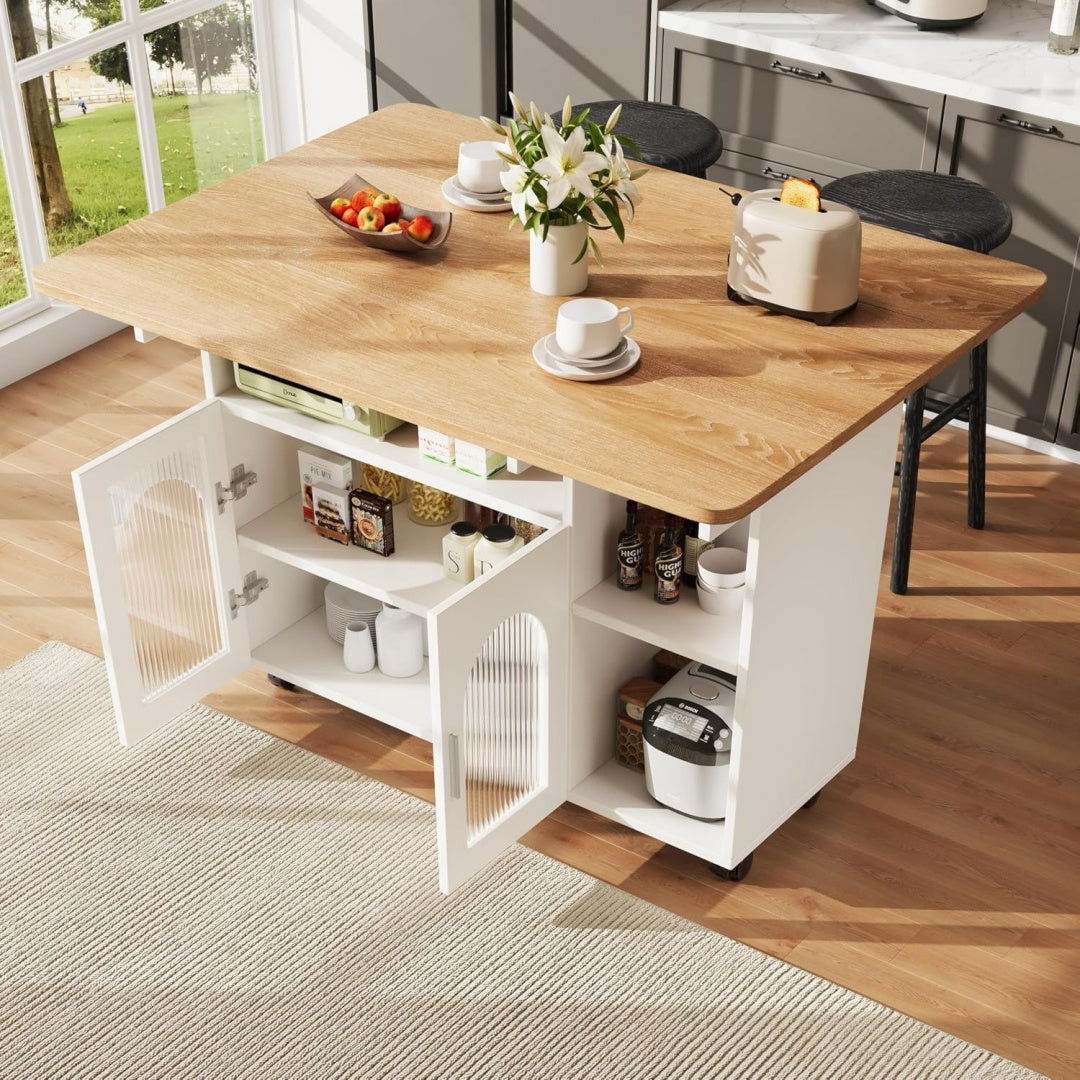 Credenze mobili SogesHome Isola da cucina mobile su 4 ruote, grande mobile da cucina, carre