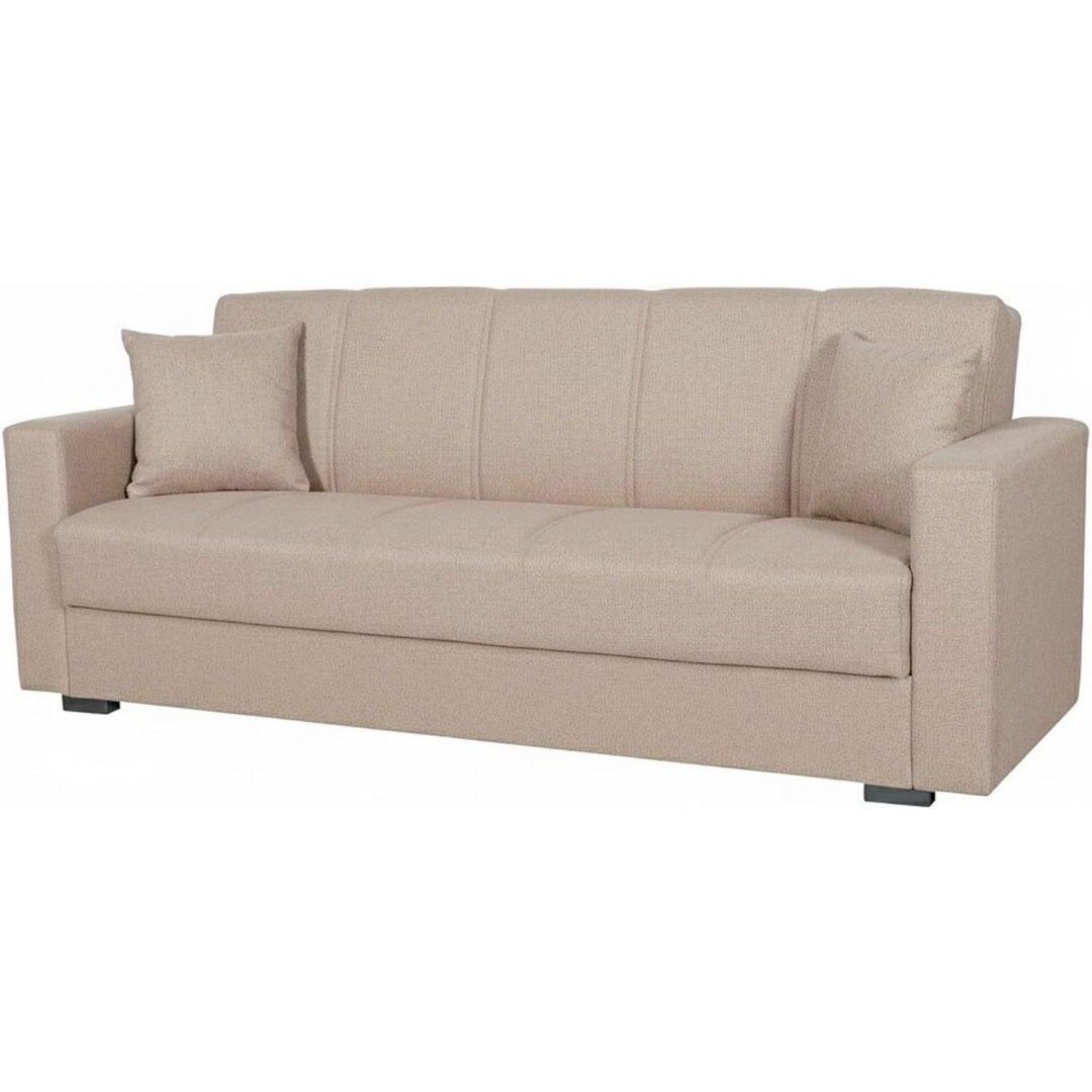 Divano letto con vano contenitore beige 214x80x87 Cm