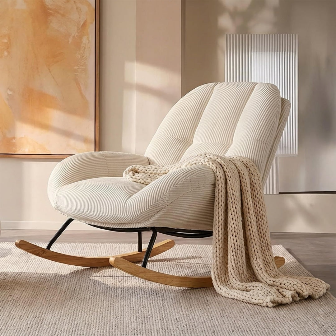 Sedia MEUBLE COSY Sedia a Dondolo Imbottita Poltrona Relax con Schienale Seduta E