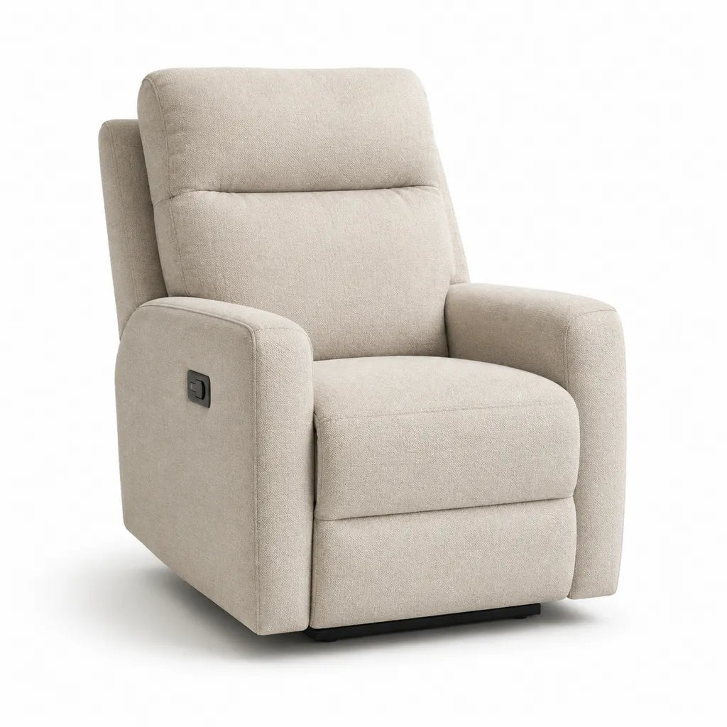 Poltrona reclinabile manuale in poliestere beige 88 x 92 x 102 cm