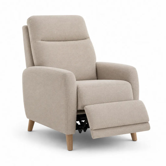 Poltrona reclinabile manuale con poggiapiedi in poliestere beige 80 x 90 x 102 cm