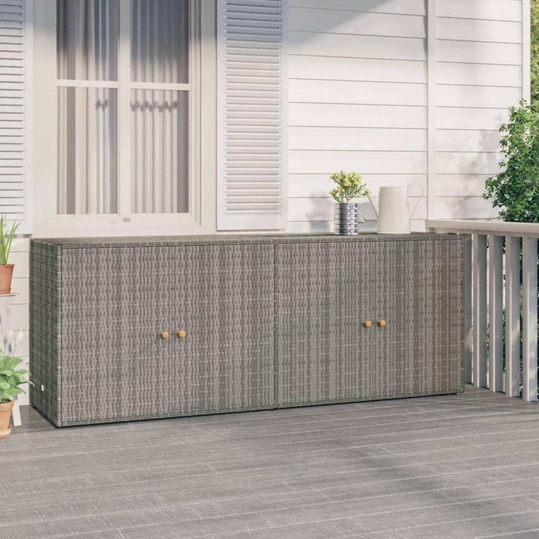 Armadio Armadio da giardino grigio, 198 x 55,5 x 80 cm, in polyrattan, con telaio i con struttura in acciaio