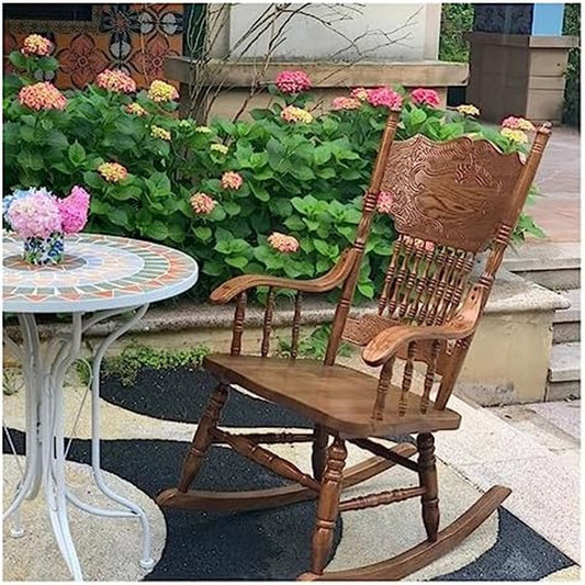 Sedia Sedia a dondolo da esterno in legno per patio e giardino, seduta extra larg