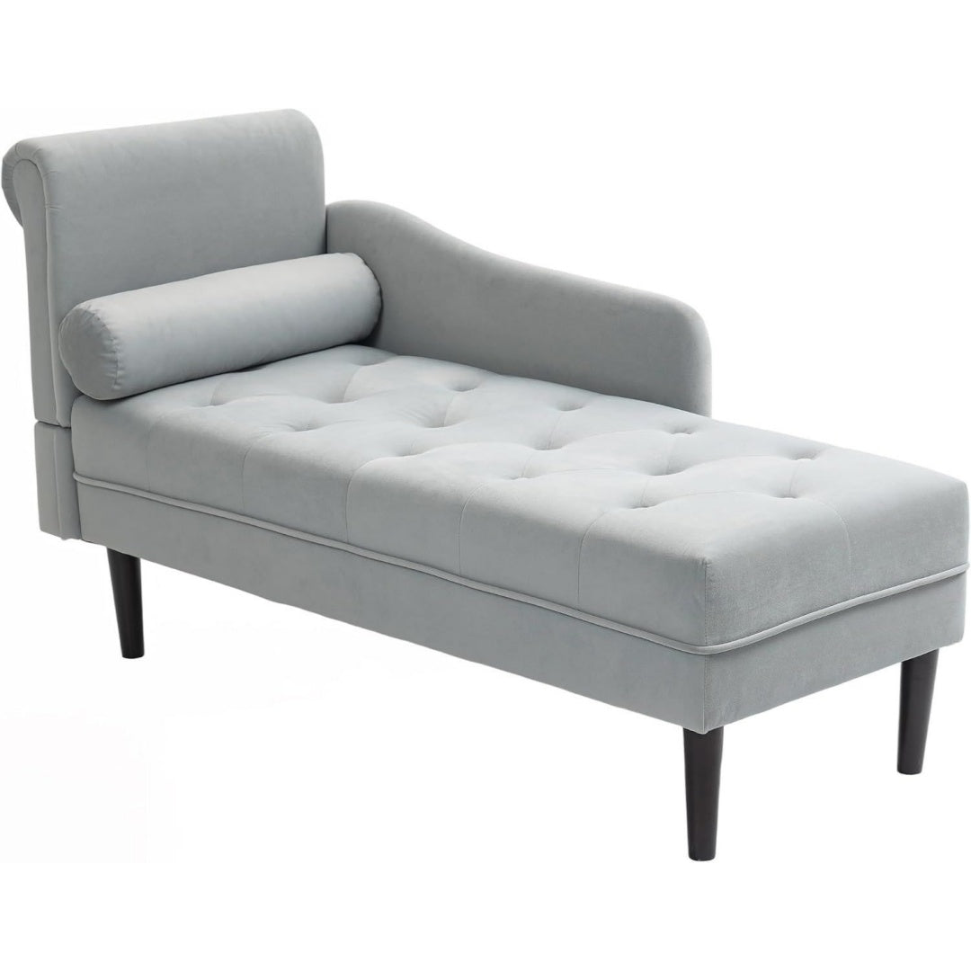 Poltrone relax et chaise longue con braccioli grigio in velluto